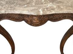 A French Louis XV Style Carved Oak Wall Console Table with Marble Top - 3546409