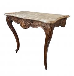 A French Louis XV Style Carved Oak Wall Console Table with Marble Top - 3546410