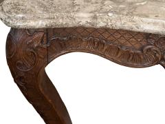 A French Louis XV Style Carved Oak Wall Console Table with Marble Top - 3546411
