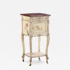 A French Louis XV style Paint Decorated Marble Top Nightstand C 1890  - 4379977