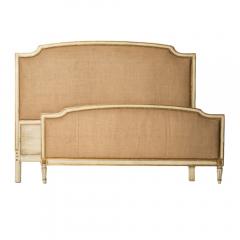 A French Louis XV style Queen size burlap upholstered bed circa 1940  - 1946877