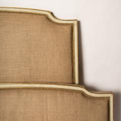 A French Louis XV style Queen size burlap upholstered bed circa 1940  - 1946878