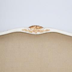 A French Louis XV style Queen size painted and carved burlap bed circa 1940  - 1946899