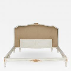 A French Louis XV style Queen size painted and carved burlap bed circa 1940  - 1947143