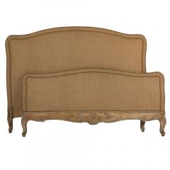 A French Louis XV style burlap Queen size bed cic 1940 - 1886167