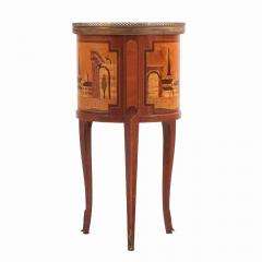 A French Louis XV style mixed woods marble top work table nightstand C 1940  - 4140740