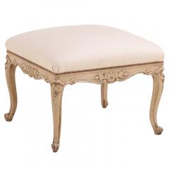 A French Louis XV style painted and carved wood upholstered stool C 1900  - 4492316