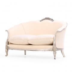 A French Louis XV style silver leaf carved settee C 1930  - 4456285