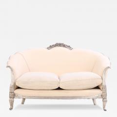 A French Louis XV style silver leaf carved settee C 1930  - 4456731