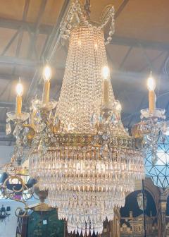 A French Louis XVI Empire Style Bronze and Crystal Chandelier - 1644595