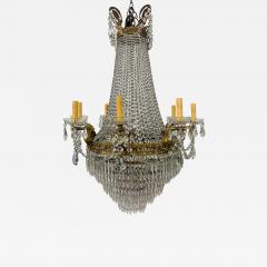 A French Louis XVI Empire Style Bronze and Crystal Chandelier - 1648011