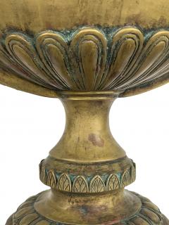 A French Louis XVI Style Brass Pedestal Urn with Lion Mask Handles - 2986445