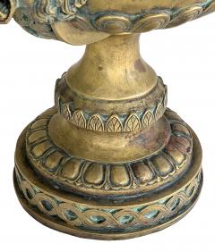 A French Louis XVI Style Brass Pedestal Urn with Lion Mask Handles - 2986447
