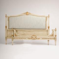 A French Louis XVI style Full size painted bed with upholstered headboard - 1886120