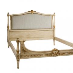 A French Louis XVI style Full size painted bed with upholstered headboard - 1886129