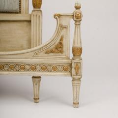 A French Louis XVI style Full size painted bed with upholstered headboard - 1886132