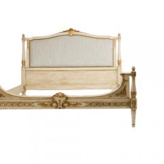 A French Louis XVI style Full size painted bed with upholstered headboard - 1886134