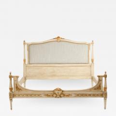 A French Louis XVI style Full size painted bed with upholstered headboard - 1887992