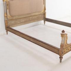 A French Louis XVI style Painted Gilded Queen Size Bed C 1910  - 4002438