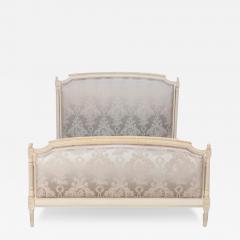 A French Louis XVI style painted and upholstered full size bed C 1940  - 3789107