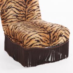 A French Lounge Chair with Faux Tiger Upholstery 19th C  - 4433529