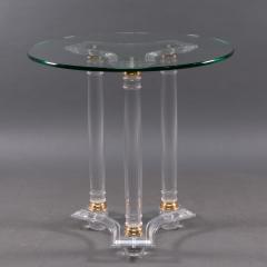 A French Mid Century Modern Circular Lucite Brass Side Table - 4182487
