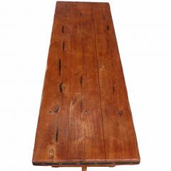 A French Oak Trestle Table with Iron Straps C 1920  - 4540983