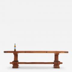 A French Oak Trestle Table with Iron Straps C 1920  - 4545216