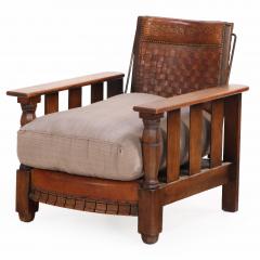 A French Oak and Leather Reclining Armchair C 1940  - 4527828