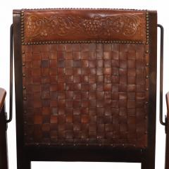 A French Oak and Leather Reclining Armchair C 1940  - 4527829