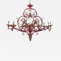 A French Painted Iron Chandelier C 1945  - 4708184