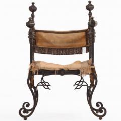 A French Savonarola Style Iron and Bronze Chair C 1900  - 4580834