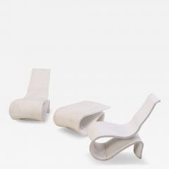 A French Set of Two Painted Cement Chairs Matching Stool C 1985  - 4333232