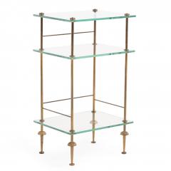 A French Three Tier Brass and Glass End Table C 1950  - 4429698