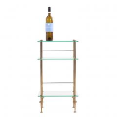 A French Three Tier Brass and Glass End Table C 1950  - 4429699