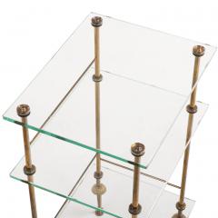 A French Three Tier Brass and Glass End Table C 1950  - 4429700