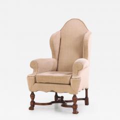 A French Tudor Style Walnut Wing Chair C 1900  - 4278943