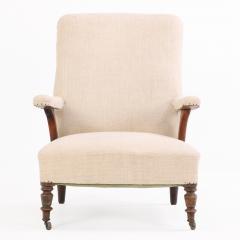 A French Walnut Floating Arm Library Chair C 1860  - 4324369