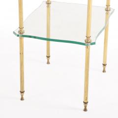 A French brass and glass tiered end table C 1960  - 4456375