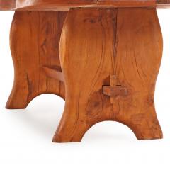 A French burled elm free edge table C 1970  - 4332910