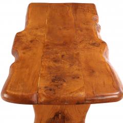 A French burled elm free edge table C 1970  - 4332911