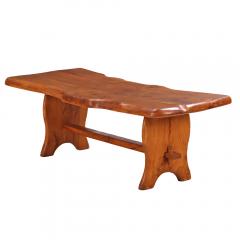 A French burled elm free edge table C 1970  - 4333228