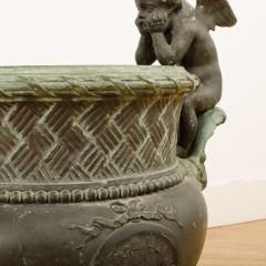 A French cast bronze garden urn with cherubs circa 1910 - 1661109