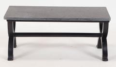 A French ebonized Empire style marble top coffee table with bronze mounts  - 3450529