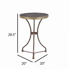 A French iron and brass marble top bistro table C 1900  - 4226194