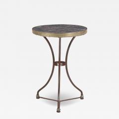 A French iron and brass marble top bistro table C 1900  - 4226857