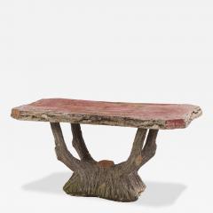 A French or Italian Cast Stone Faux Bois Garden Table C 1950  - 4456728