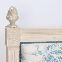 A French painted Louis XVI style Queen size bed with toile fabric circa 1940  - 2372845