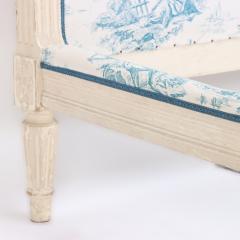 A French painted Louis XVI style Queen size bed with toile fabric circa 1940  - 2372853