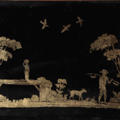 A French painted and carved Trumeau mirror 19th C  - 2885943